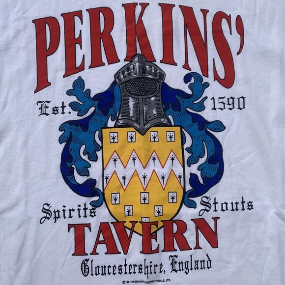 Vintage Tavern T-shirt Gloucesterchire England 1991 Perkins Spirits Stouts - Picture 3 of 7